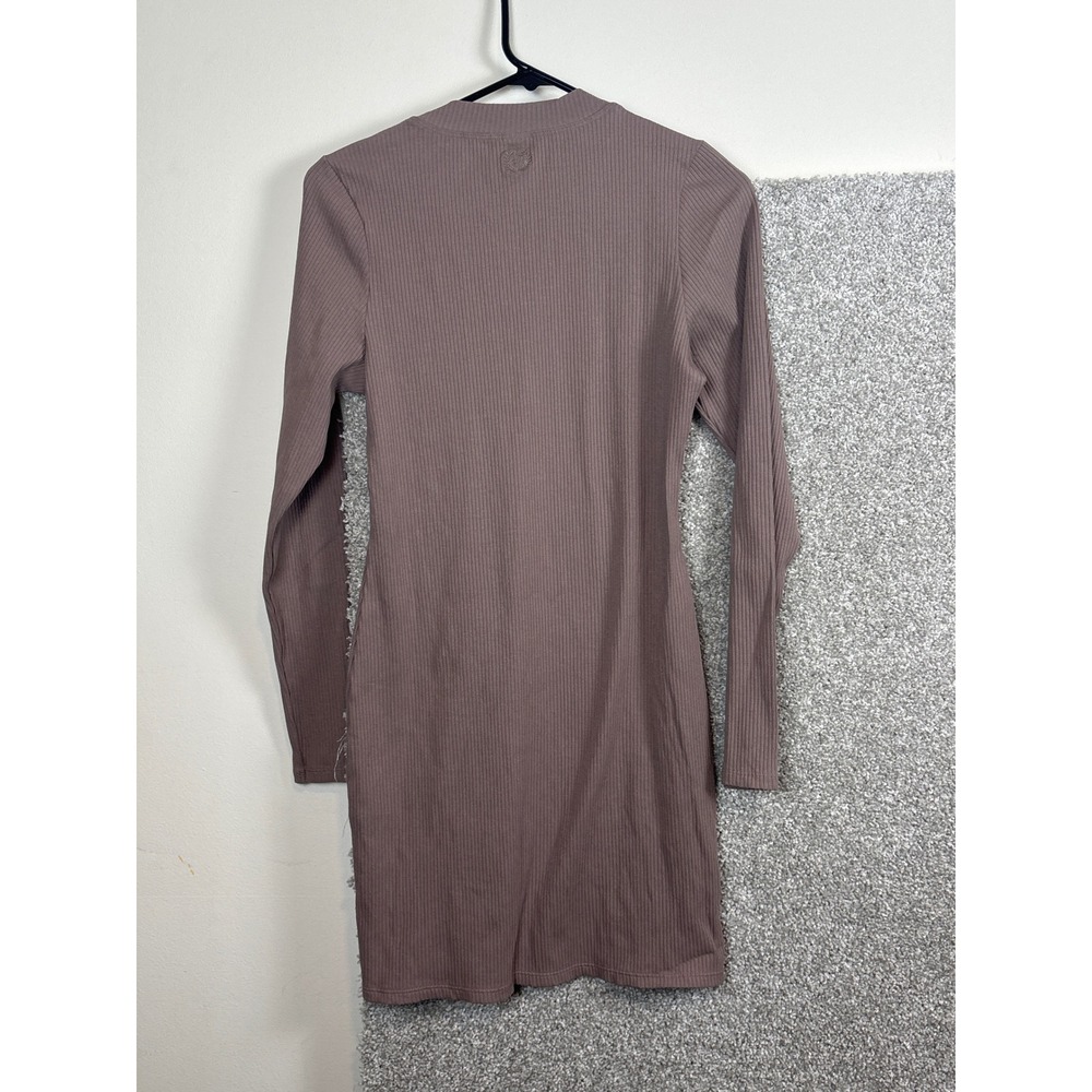 PINK Victoria's Secret Ribbed Long Sleeve Crew Neck Mini Dress Mauve Size Large - Picture 5 of 5